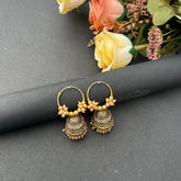 Golden Polki Beads Unique Jhumka